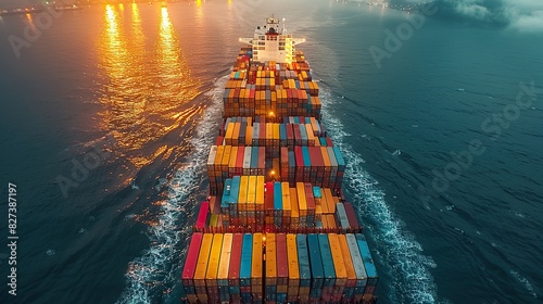 A container ship loaded with goods for export.