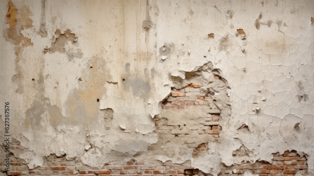 Weathered Wall Texture With Peeling Paint and Exposed Bricks. Generative AI Weathered Wall Texture With Peeling Paint and Exposed Bricks. Generative AI