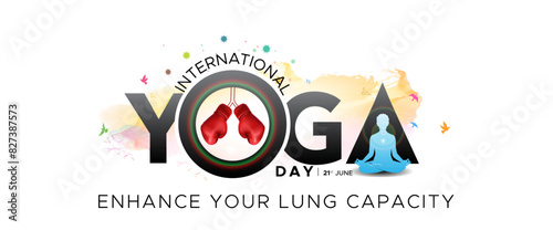 Vector Creative for Yoga Day. People enhancing lung breathing power and fight lung disease.