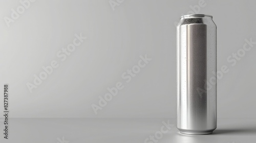 Sleek aluminum drink can against a plain background. Perfect for beverage branding, packaging design, or product presentations.
