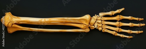 Fractured human arm bone in cast  medical treatment for a broken limb to aid in recovery photo