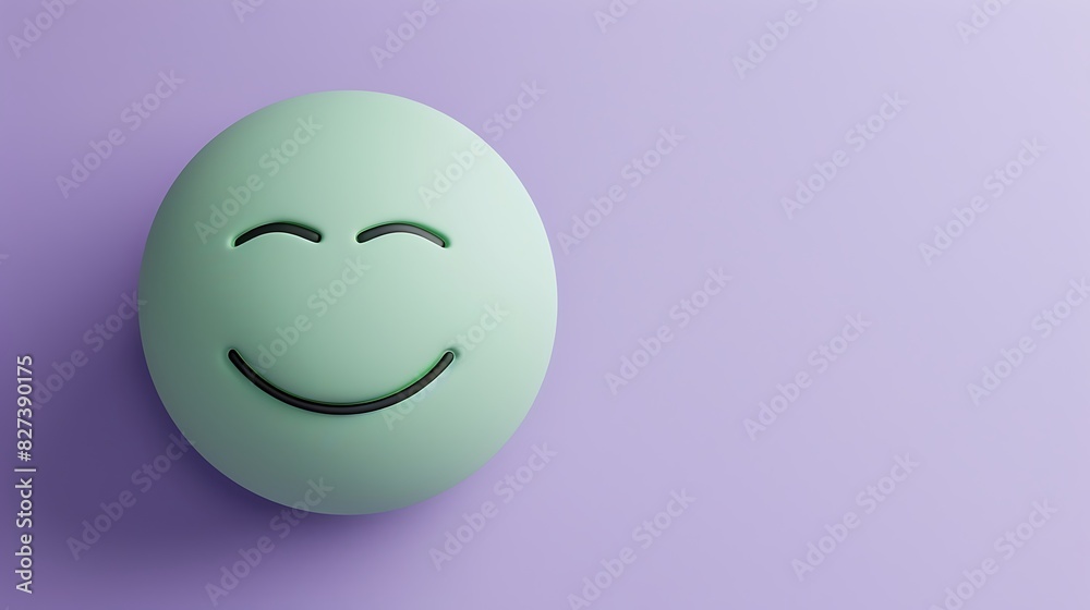relieved emoji on a lavender background with space for copy The emoji is light green with a calm smile relieved emoji on a lavender background with space for copy The emoji is light green with a calm smile
