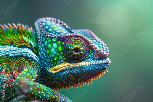Vividly Colorful Chameleon with Multi-Hued Patterns