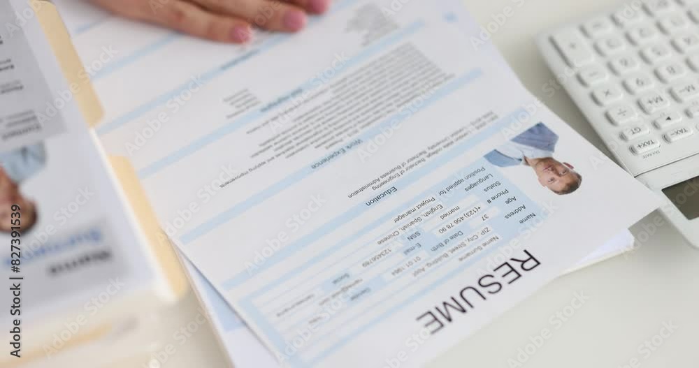 Boss stamps approved on candidate resume when applying for job. Interview rules concept