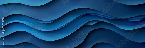 Vibrant abstract blue wave pattern background with layered design elements in a dynamic, fluid arrangement creating a visually captivating banner and web poster template. Abstract blue paper cut 