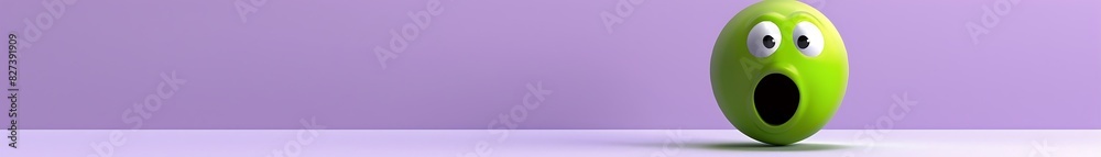 shocked emoji on a pastel purple background with ample space for text The emoji is bright green with wide eyes and an open mouth shocked emoji on a pastel purple background with ample space for text The emoji is bright green with wide eyes and an open mouth