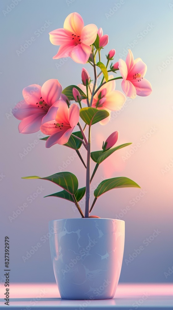 Beautiful Pink Flower in Pot