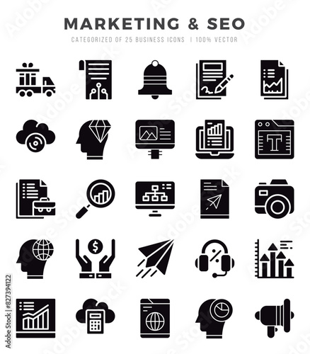 Set of Marketing & SEO icons. Vector Illustration.