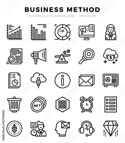 Set of Business Method icons. Vector Illustration.