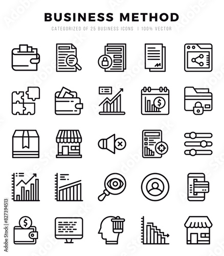 Business Method elements. Lineal web icon set. Simple vector illustration.