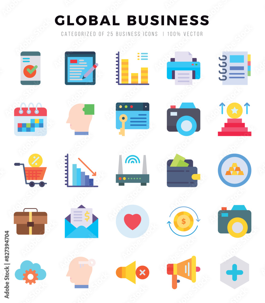 Global Business Icon Bundle 25 Icons for Websites and Apps