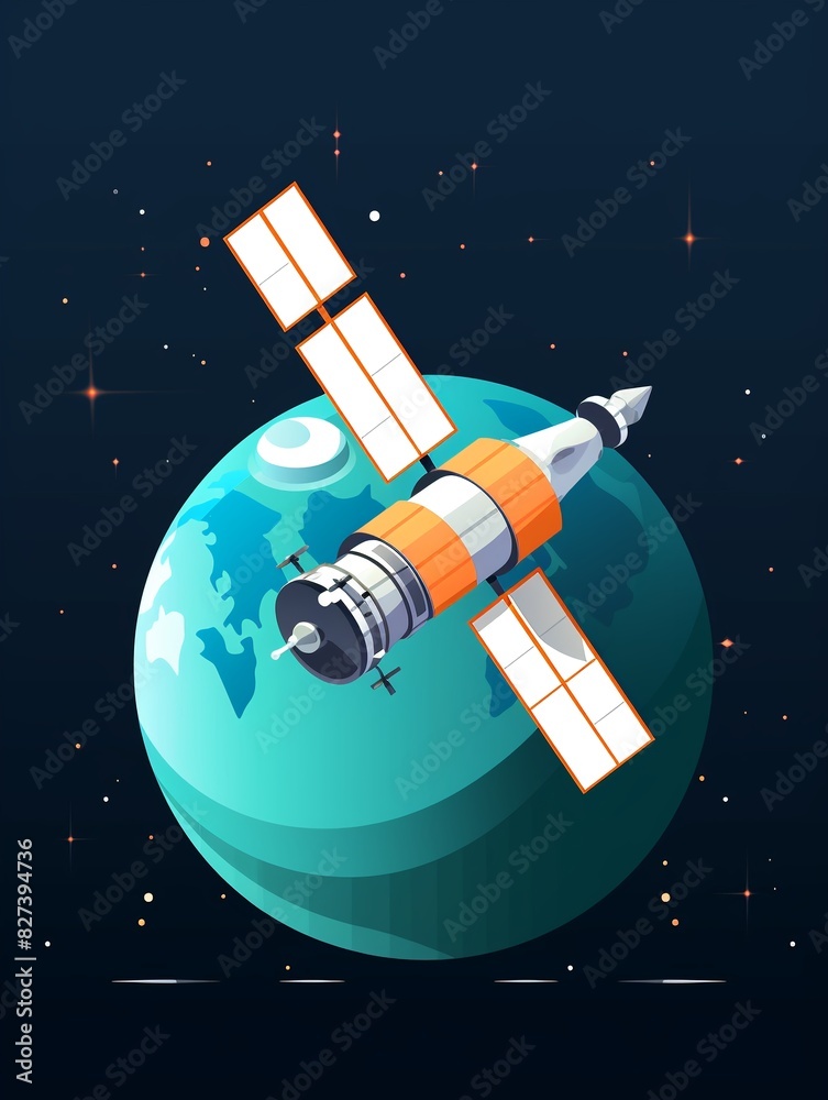 Satellite Orbiting Earth Illustration