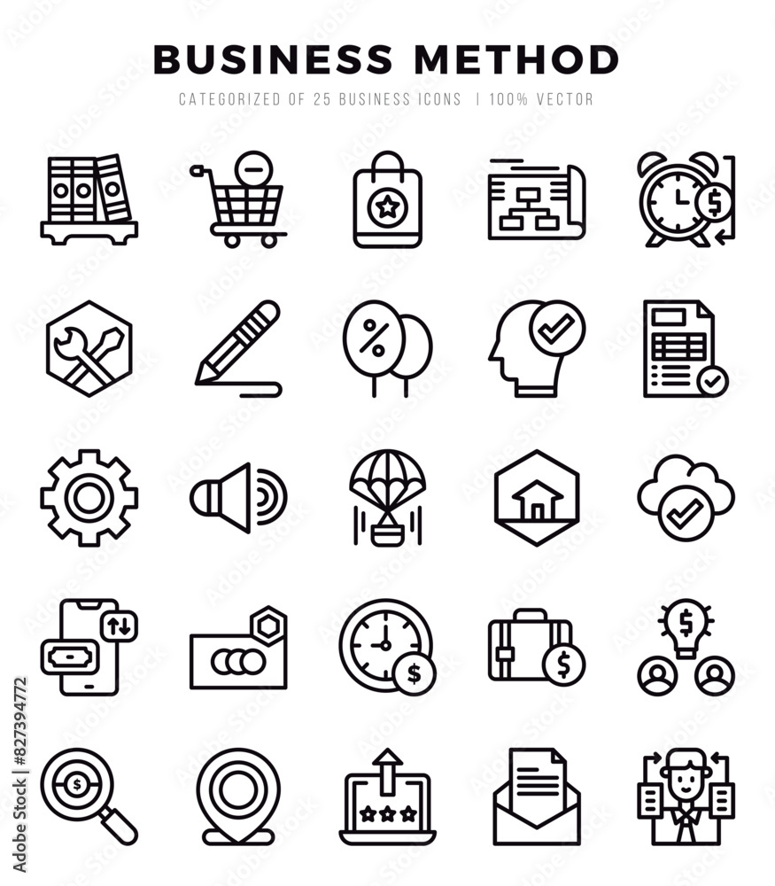 Vector icons set of Business Method. Lineal style Icons. Vector icons set of Business Method. Lineal style Icons.