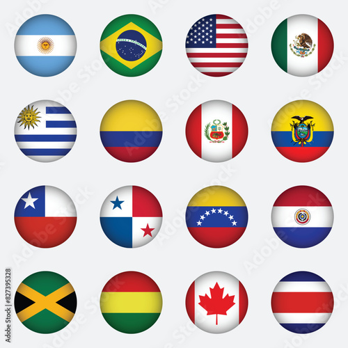 Set of American flags with Original Colors