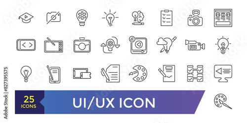 ui ux icon set. user interface icon set collection. Editable stroke.