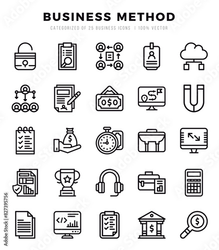 Set of Business Method icons in Lineal style. Lineal Icons symbol collection.