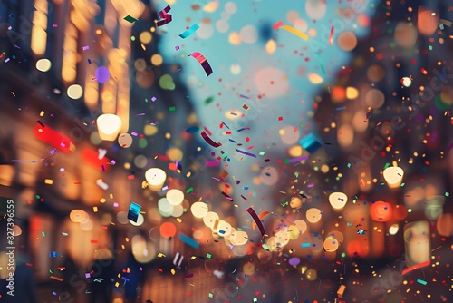 Celebratory Confetti: A City Street at Night