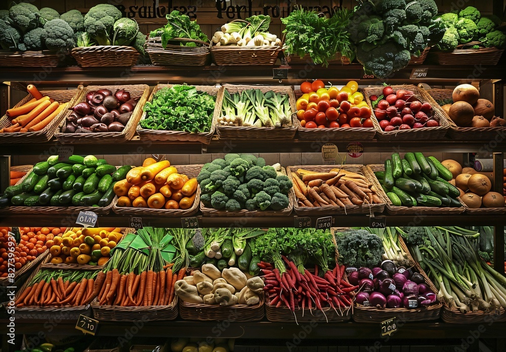 Colorful Produce Display in a Grocery Store