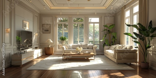 White Sofa and Verdant Greenery in Airy Living Room