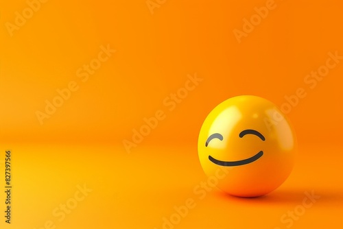 Smiling emoji - happy emoticon on yellow background. Beautiful simple AI generated image in 4K, unique. © ArtSpree