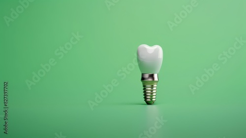 woman take tooth implant false tooth photo
