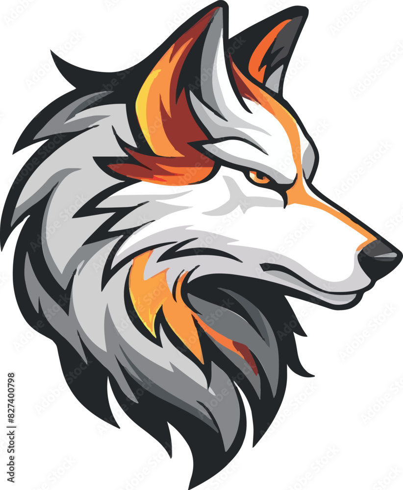 Fototapeta premium Wolf head mascot logo flat vector design
