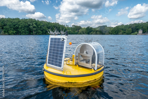 smart buoy on sea with solar panel for real time distance adjustments