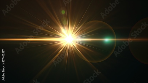 colorful glare sun flare bokeh light on black background, for overlay
