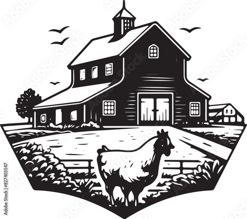Farm Barn Vector Illustration