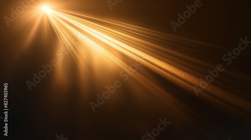 golden yellow beam rays light on black background, God light from above