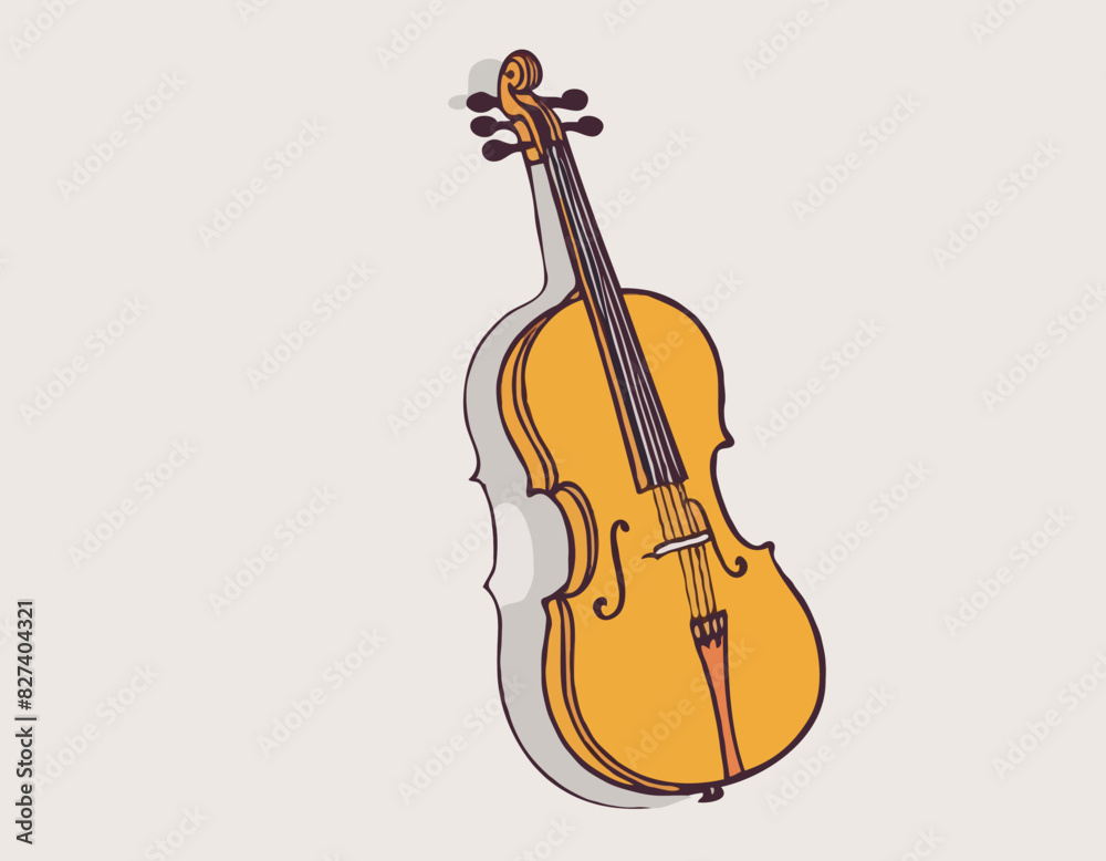 Vecteur de violoncelle avec un dessin d'art de ligne