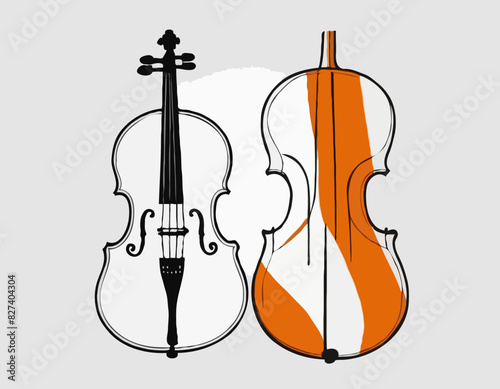 Vecteur de violoncelle avec un dessin d'art de ligne