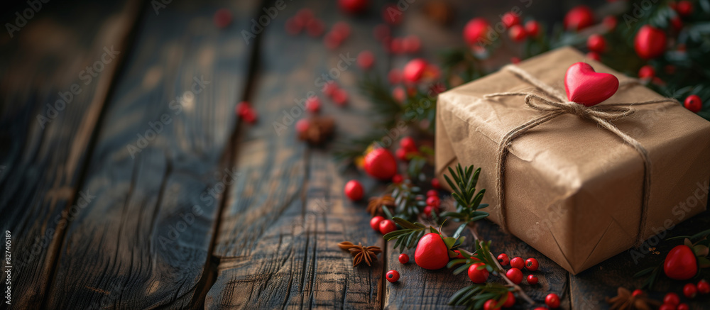 gift box on wooden table