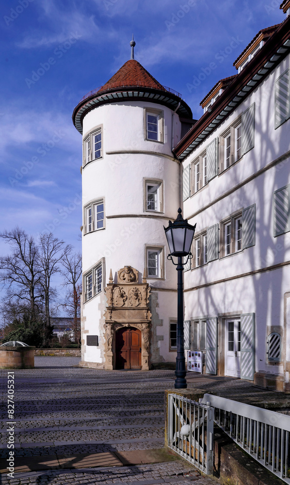 Obraz premium Wasserschloss in Bad Rappenau; im Landkreis Heilbronn, Baden-Württemberg; Deutschland, Europa.