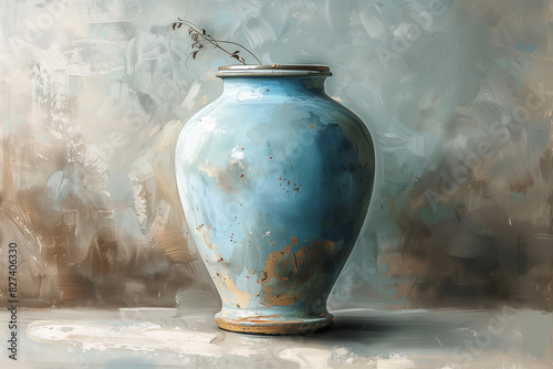 watercolor picture of old jug on a old background