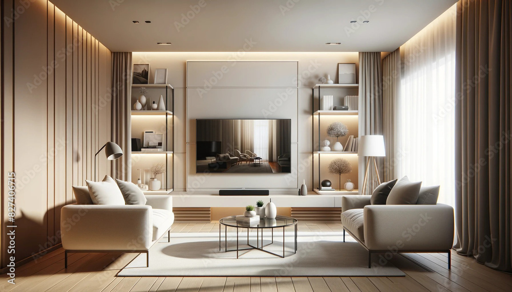 Fototapeta premium 様々なインテリアで装飾したリビング