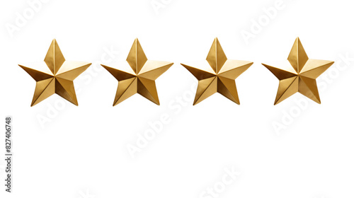 A set of horizontal metallic golden stars on an isolated background