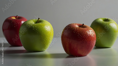 fake plastic apples, synthetically engineered in labs rather than grown from nature's seeds background illustration. - generative AI  photo