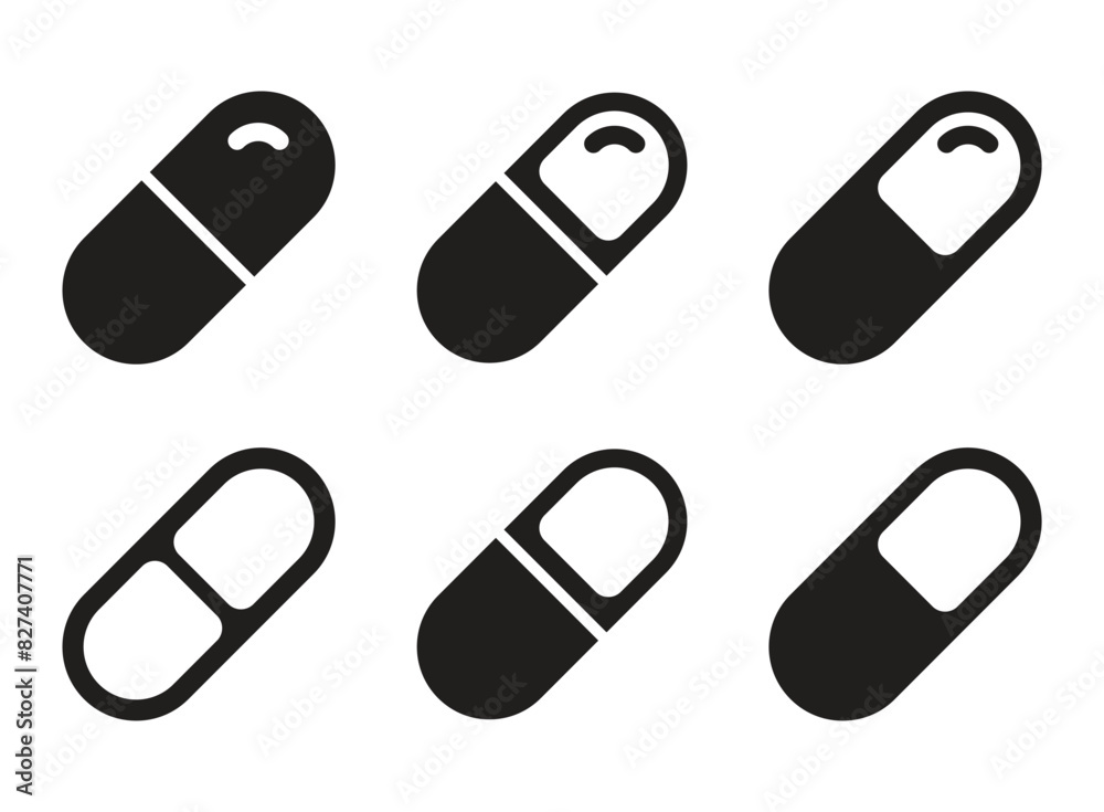 Pills capsules icon in flat style. Medical tablet vector illustration on isolated background. Healthcare drug sign business concept.