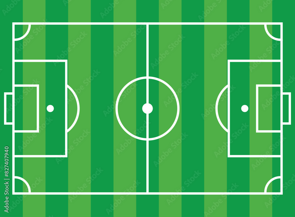 Soccer field in flat style. Football stadium vector illustration on isolated background. Sport plan sign business concept. Soccer field in flat style. Football stadium vector illustration on isolated background. Sport plan sign business concept.