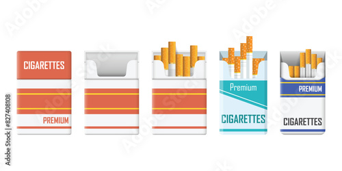 Packet of cigarettes icon in flat style. Smoking vector illustration on isolated background. Tobacco box sign business concept.