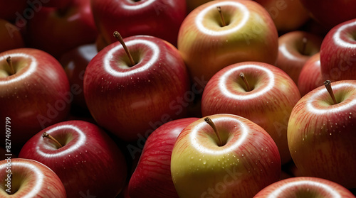 fake plastic apples, synthetically engineered in labs rather than grown from nature's seeds background illustration. - generative AI 