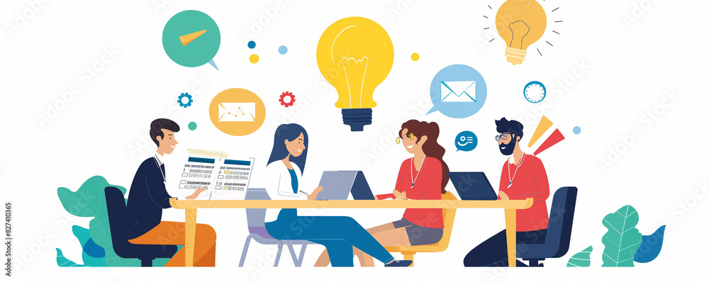 Team brainstorming session with ideas and collaboration. Team brainstorming session with ideas and collaboration.