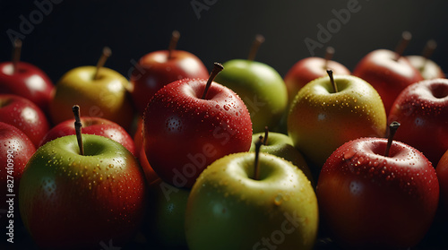 fake plastic apples, synthetically engineered in labs rather than grown from nature's seeds background illustration. - generative AI 