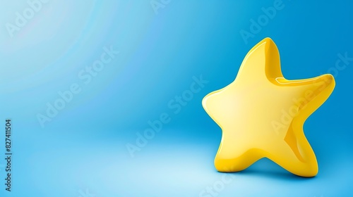 star emoji on a sky blue background with ample space for text The emoji is bright yellow and star-shaped