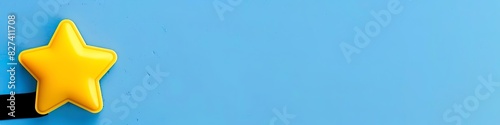 star emoji on a sky blue background with ample space for text The emoji is bright yellow and star-shaped