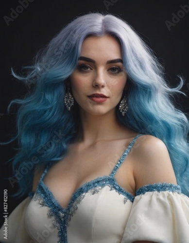 a blue-haired woman photo