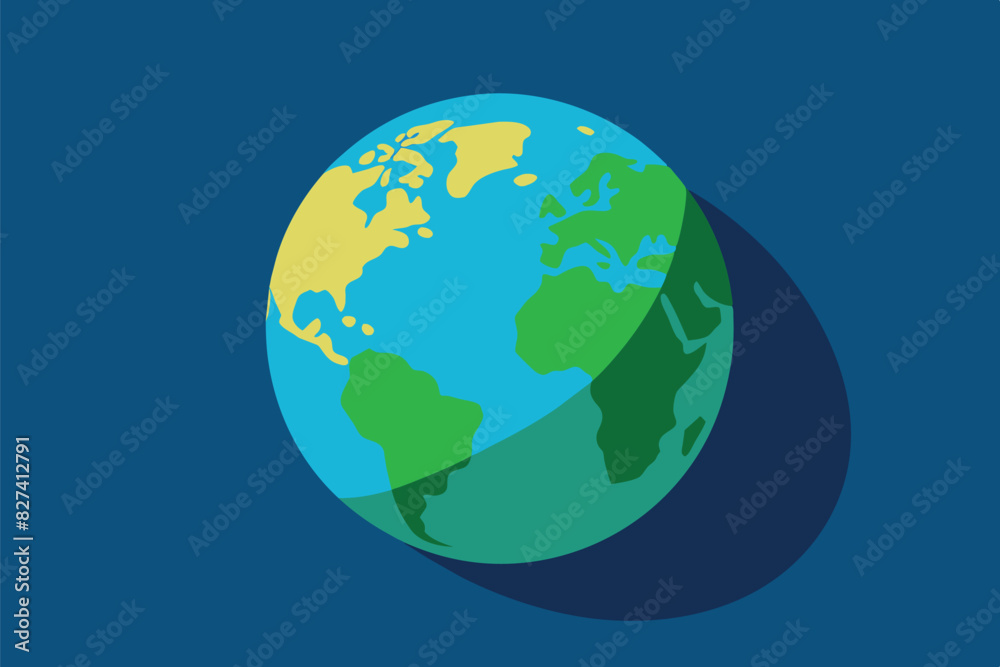 A representation of the Earth, with the continents highlighted in green on a blue background symbolizing the oceans. A representation of the Earth, with the continents highlighted in green on a blue background symbolizing the oceans.