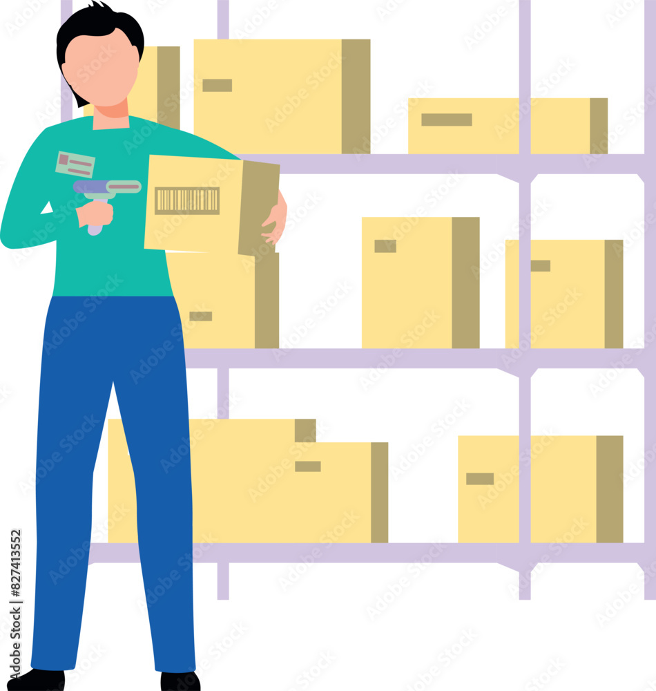 Boy scanning barcode on product. Boy scanning barcode on product.