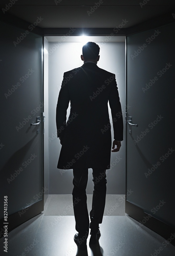 Fototapeta premium young mysterious man walking away